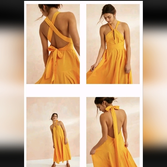 Free People Holding On convertible Mustard Yellow Maxi Dress Women's Size XS - Picture 1 of 9